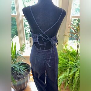 Denim Open Back Jumpsuit